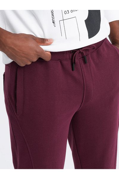 OMBRE Herren BASIC Baumwoll-Jogginghose - Kastanienbraun V3 OM-PABS-0174 M