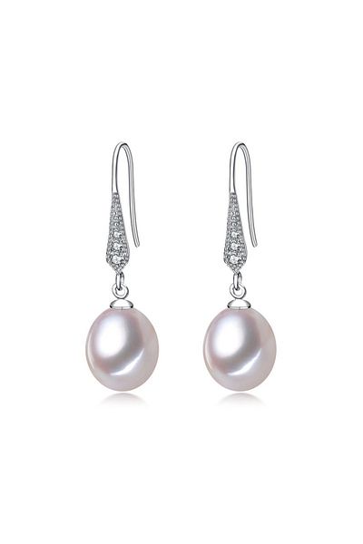 delis Cercei argint 925, JW1564, model perla, placati cu rodiu