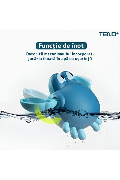 Teno Jucarie de Baie pentru Copii Teno®, Crab Inotator, 9 x12 cm, albastru