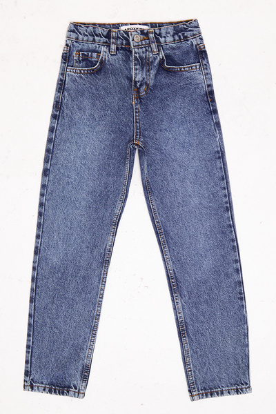 Lexsina Kız Çocuk Boyfriend Jean Rahat Kesim Pantolon Beli Ayarlanabilir Lastikli Düğmeli Lx308a