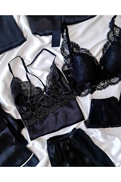 cdh çeyize dair herşey Black Special Edition Satin 8 Piece Giant Dowry Set 6731