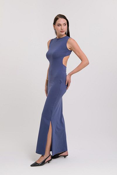 AFLOOW Women's Blue Backless Side Slit Maxi Dress - the Bold Side of Elegance