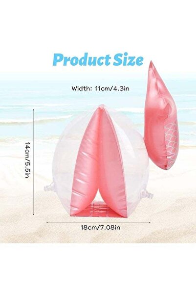 fulina 2 قطعة من أساور السباحة القابلة للنفخ للأطفال، حورية البحر، مصممة خصيصًا للأطفال من سن 3 إلى 6 سنوات