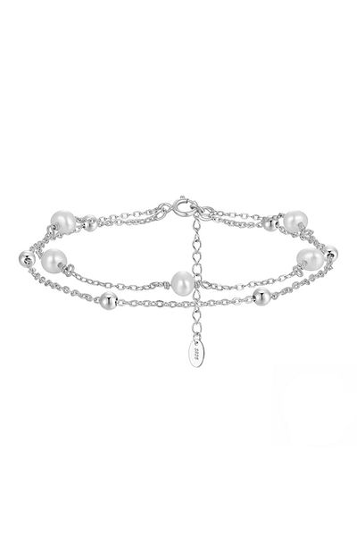 delis 925 silver bracelet for women, JW1551, double pearl model, rhodium plated