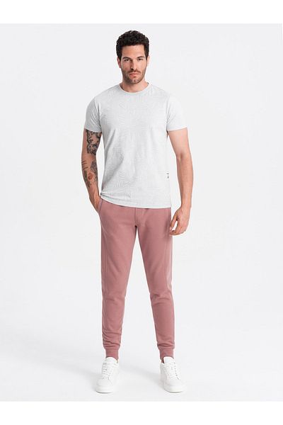 OMBRE Herren BASIC Baumwoll-Jogginghose - Dunkelrosa V4 OM-PABS-0174 L