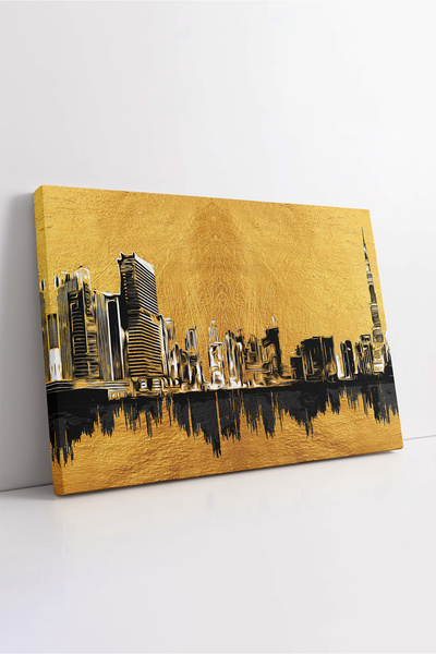 KOSS Dijital Pictură modernă pe pânză cu oraș, pictură premium cu siluetă a o...