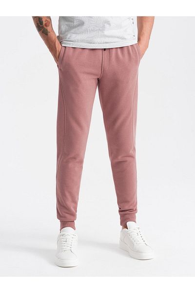 OMBRE Herren BASIC Baumwoll-Jogginghose - Dunkelrosa V4 OM-PABS-0174 L