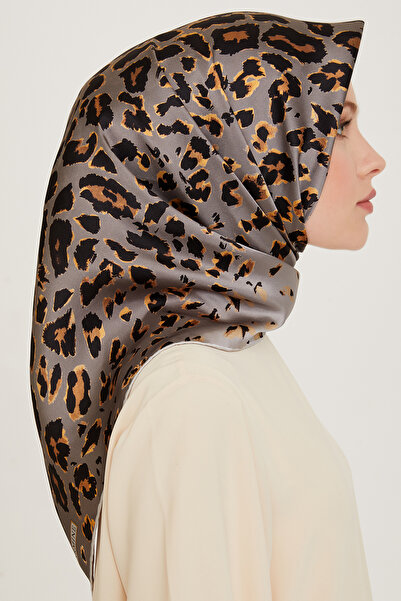Armine Nostalgia Series Silk Sura Scarf 9249Ds-31 Leopard Pattern Gray-Gold-31