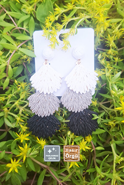 Miss TBee 🌅 أقراط صيفية من الفولاذ المقاوم للصدأ محبوكة من القش