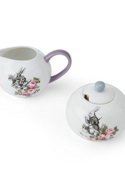 MIKASA X V&A Alice in Wonderland Fine China Porcelain 200ml Creamer and Sugar Bowl Set