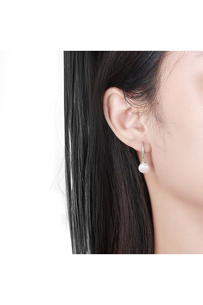 delis Cercei argint 925, JW1561, model perla, placati cu rodiu