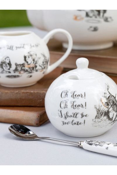 MIKASA X V&A Alice in Wonderland Porcelain Creamer and Sugar Bowl Set