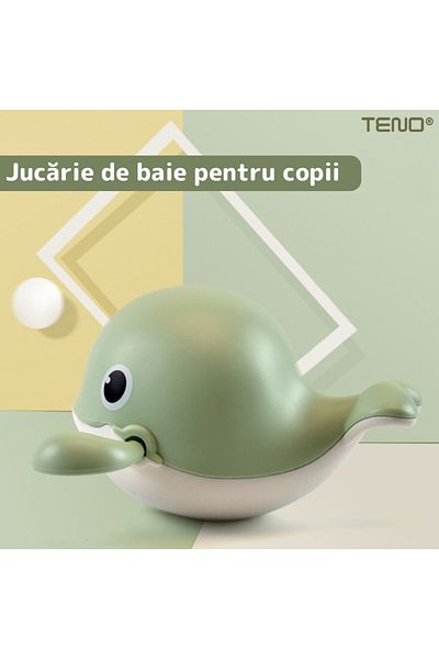 Teno Teno® Children's Bath Toy, Swimming Whale, 10.7x13.2cm, green