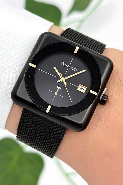 Ferrucci Steel Cord & Special Design, 3Atm Water Resistant Men's Wrist Watch, Black Sdfer162