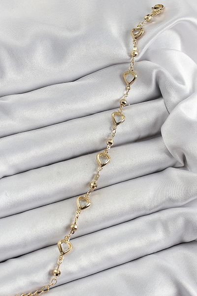 Clariss Brass Transparent Heart Model Gold Color Zircon Stone Women's Bracelet