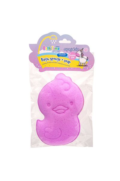 Esponjabon 2 in 1 Pink duckling shower sponge and built-in soap, with bubble gum scent, Espojabon, 1 pc