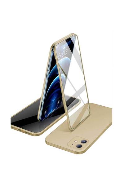 Smart Tech Apple iPhone 12 Uyumlu 360 Derece Tam Kaplayan Cam Kapak Kılıf