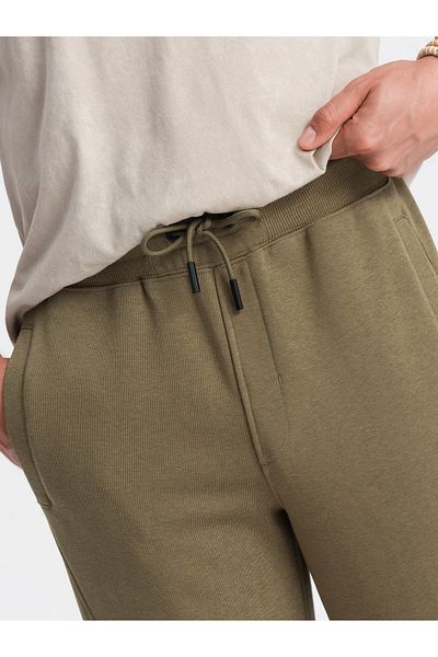 OMBRE Herren BASIC Baumwoll Jogger Sweatpants - Oliv V2 OM-PABS-0174 XL
