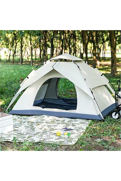 fulina 3-4 Person Outdoor Camping Tent, Automatic Pop Up ,Easy Instant ,for Beach, Hiking, Camping,Beige