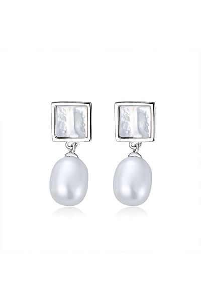 delis Cercei argint 925, JW1565, model perla, placati cu rodiu