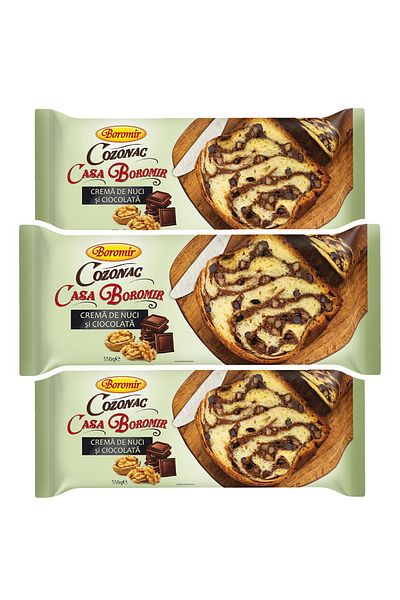 Boromir Pandișpan Casa cu cremă de nuci și ciocolată 550 g x3 bucăți