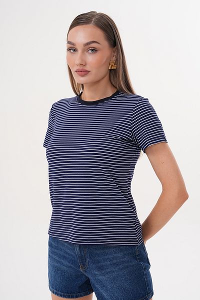 GENIUS STORE Women's Striped T-Shirt Crew Neck Short Sleeve T-Shirt Striped-T-Shirt