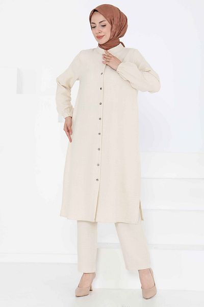 TOFİSA Costum dublu cu guler domnător bej - 27183