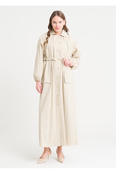 Armağan Palton cu mâneci joase cu talie adunată