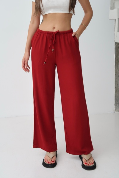 Paw Garage Γυναικείο παντελόνι Elowen με λεπτή ζώνη, χάντρες, κορδόνια, φαρδι...