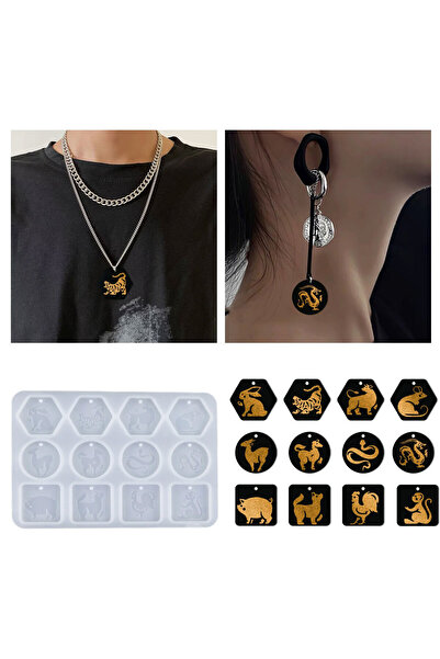 Eminonutoptanci Epoksi Silikon Kalıp 12 Farklı Hayvan Kolye Küpe Kalıbı