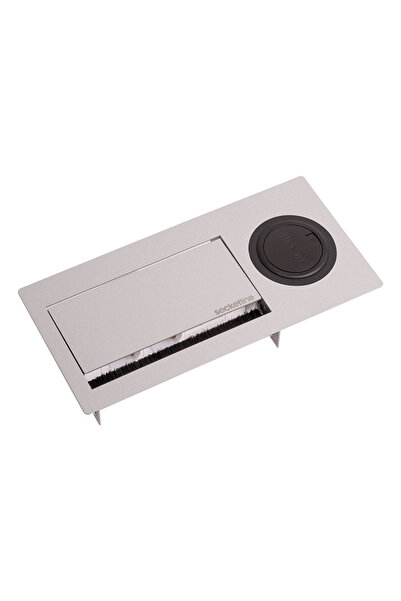 Socketline Regulus Wireless Serisi Döner Kapaklı Temassız Şarjlı Masa Prizi Gri