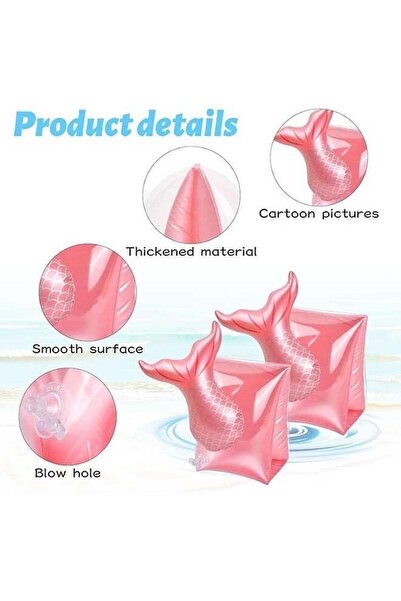 fulina 2 قطعة من أساور السباحة القابلة للنفخ للأطفال، حورية البحر، مصممة خصيصًا للأطفال من سن 3 إلى 6 سنوات