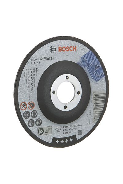 Bosch High-Speed Fast-Cutting Precisely Engineered Depressed Centre Metal Cutting Disc Black 115mm