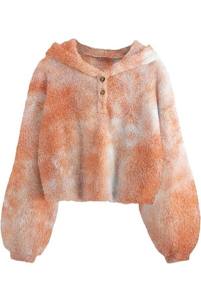 YBENLOVER Hanorac pufos fete, portocaliu, 13-14 ani, YBENLOVER