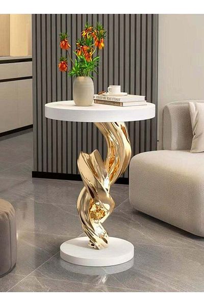 Raffine Multipurpose Modern Abstract Sculpture Design Side Table Luxury Style Decorative Corner Table Strong