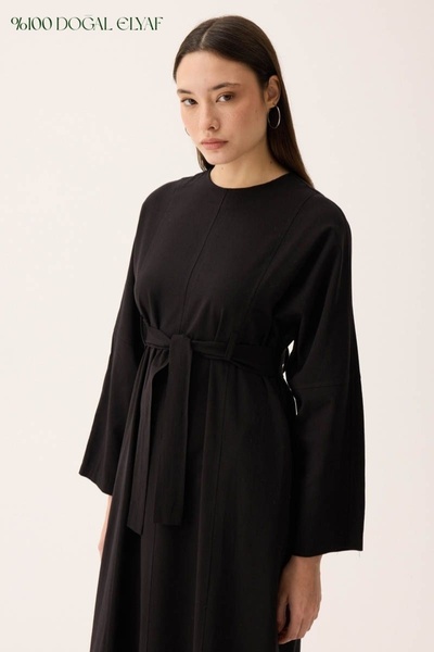 ZÜLAYS Ayana Keten Elbise Siyah