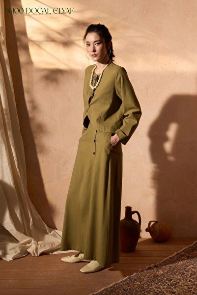 ZÜLAYS Fiyonklu Sayina Etek Takım Haki