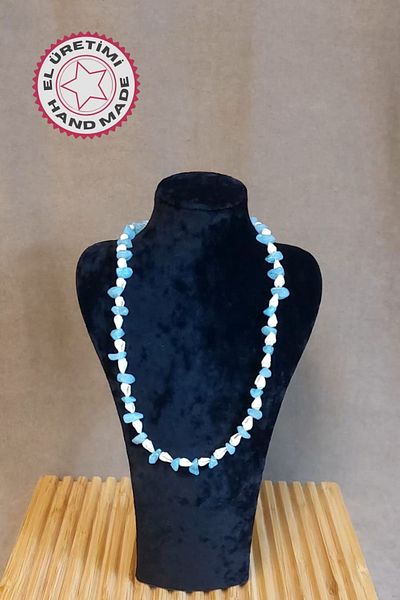 Uretti - Özlem 9422 4277 Handmade Seashell and Aquamarine Stone Necklace