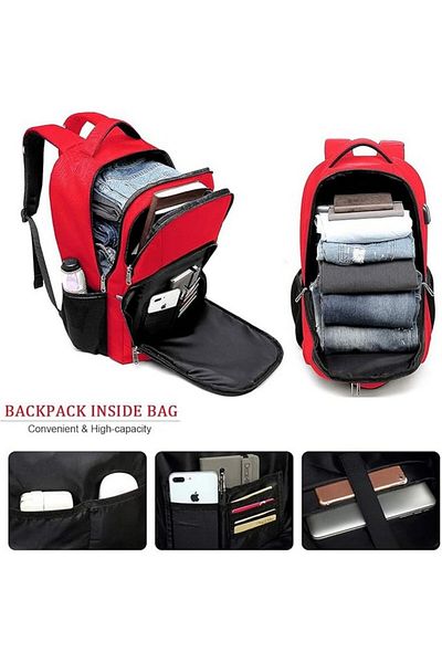 Della Gao Waterproof laptop backpack with USB charging port, red, Della Gao