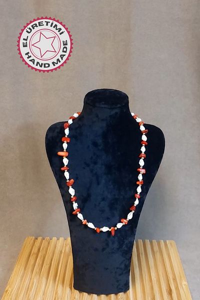 Uretti - Özlem 9422 5286 Handmade Seashell and Coral Stone Necklace