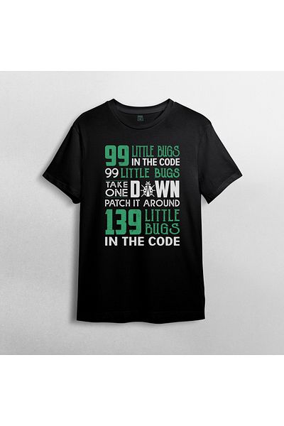 Pixxa 99 Bugs - Coder Programmer Unisex 100% Cotton Crew Neck T-Shirt