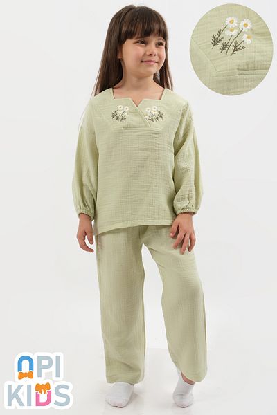 OPI KIDS Daisy Embroidery Detailed Muslin 2-Piece Girl's Set