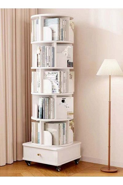 Raffine Moveable Multi Layers 360 Degrees Rotatable Corner Bookshelves