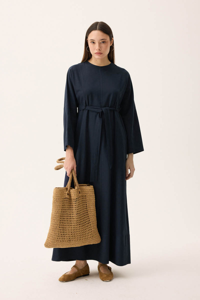 ZÜLAYS Ayana Keten Elbise Lacivert