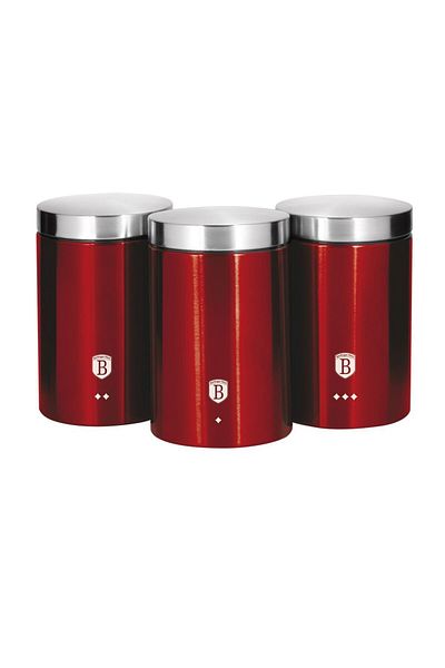 Berlinger Haus Set of 3 Burgundy Metallic Line Food Containers