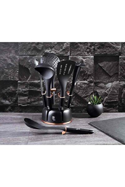 Berlinger Haus Kitchen utensils in a 7-piece stand set Black Rose Collection