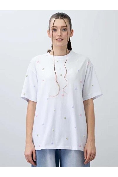 Zekids Tricou oversize din bumbac pentru fete cu imprimeu floral