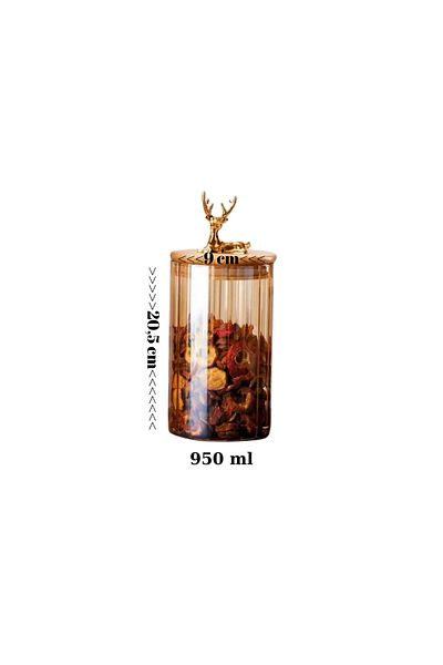 Grossberg Coffee 1 Piece Borosilicate Glass Storage Container Vacuum 950 ml (Height 20.5 cm Including Sculpture, Width 9 cm)