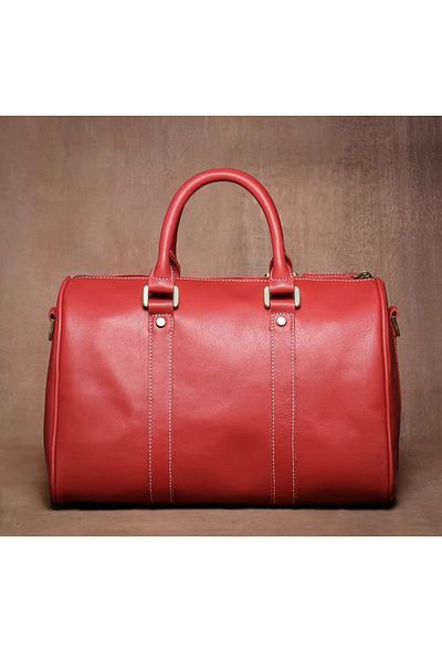 delis Unisex travel bag, Rayanor GT3306, genuine leather, Red