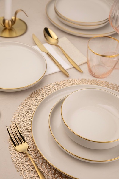 Kütahya Porselen KÜTAHYA PORSELEN Moderna Altın Fileli 15 cm Kase 2 kişilik